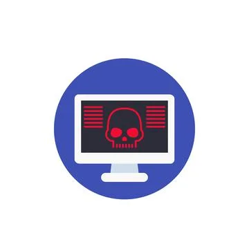 Malware, online scam, virus in computer vector icon Illustrazione stock