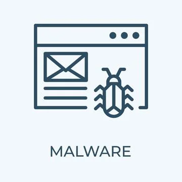 Malware or Scam mail editable stroke thin vector line icon. Stock Illustration