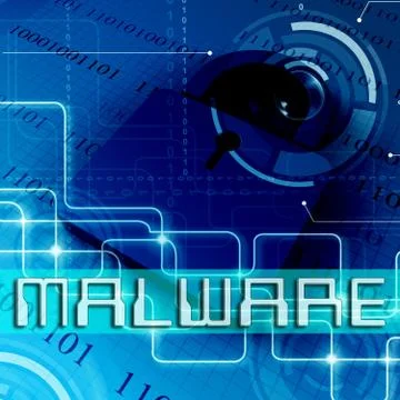 Malware Padlock Shows Spyware Infection 3d Rendering Stock-Illustration