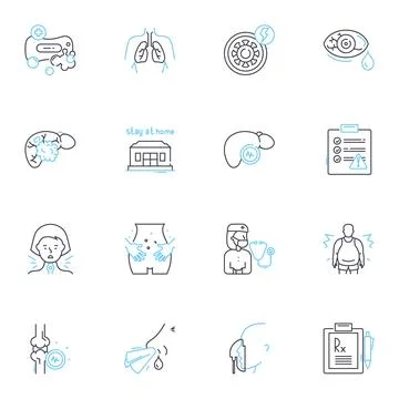 Malware prevention linear icons set. Firewall, Antivirus, Encryption, Patching 스톡 일러스트