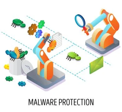 Malware protection, email security vector concept illustration 스톡 일러스트