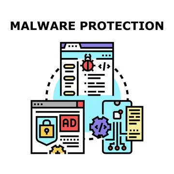 Malware protection system working over device network Stock-Illustration