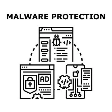 Malware protection system working over device network Stock Illustration