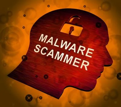 Malware Scammer Security Shield Safety 3d Rendering Stock-Illustration