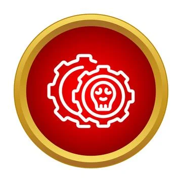 Malware skull gear icon indicating cyber attack Stock Illustration