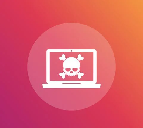 Malware, spam data, fraud, insecure connection, online scam, virus vector ico Illustrazione stock