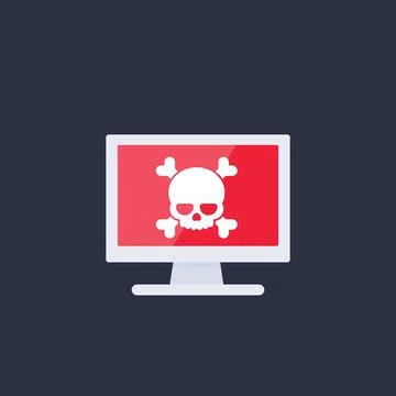 Malware, spam, online scam, computer virus, security threat icon Illustrazione stock