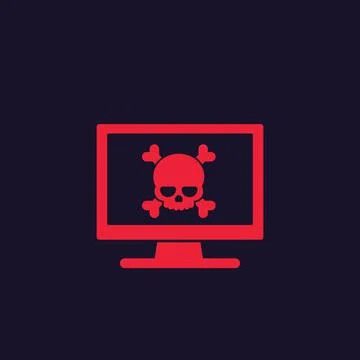 Malware, spam, online scam, computer virus, security threat vector icon Illustrazione stock