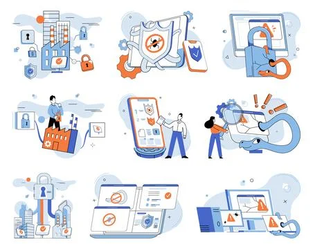 Malware spyware virus. Bugs in software ccreate vulnerabilities hackers exploit Stock Illustration