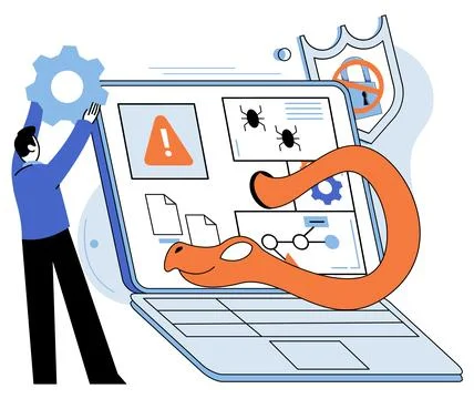 Malware spyware virus. Effective protection software is essential for defending Stock Illustration