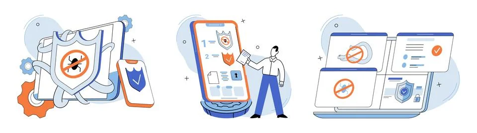 Malware spyware virus. Hacking attempts on internet are constant concern Stock Illustration