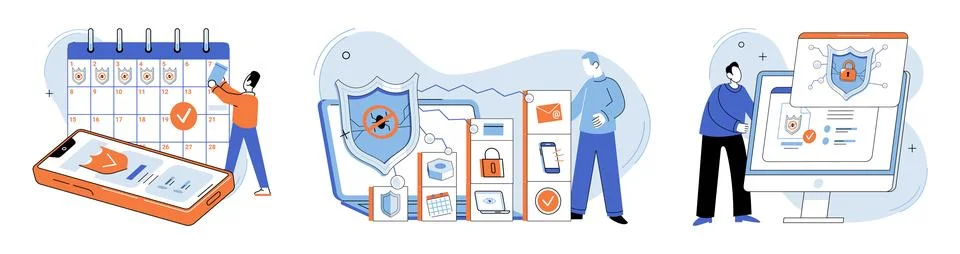 Malware spyware virus. Malicious software poses significant threat to online Stock Illustration