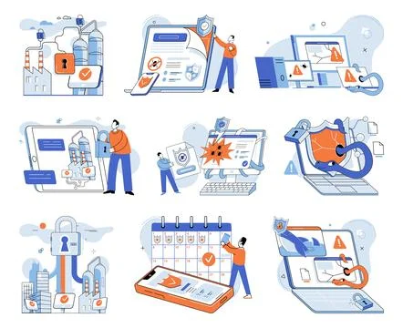 Malware spyware virus. Malware, spyware, and viruses are metaphorical criminals Stock Illustration