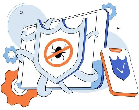 Malware spyware virus. Malware, spyware, and viruses are metaphorical criminals Illustrazione stock