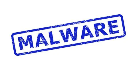 MALWARE Stamp Seal with Unclean Surface and Rounded Rectangle Frame Stock Illustration