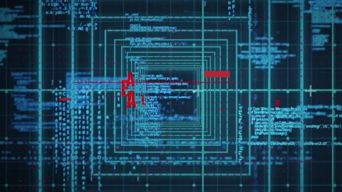Malware text and data processing against blue background Stock Footage 134057192
