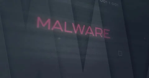Malware text animation with binary coding on dark background Stock Footage 303461936