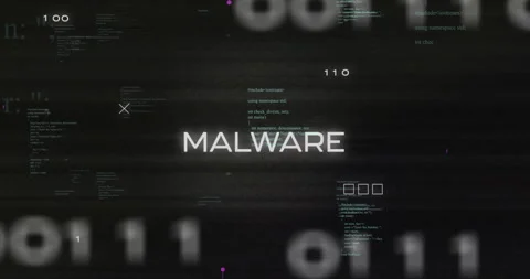 Malware text animation over digital code and binary numbers background Vídeos de archivo 304020374