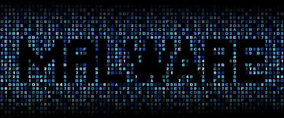 Malware text on hex code illustration Stock Illustration