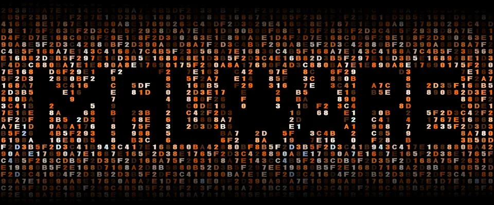 Malware text on hex code illustration Stock Illustration