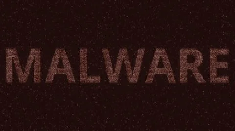MALWARE text made with many symbols on computer screen, 3d rendering 库存插图