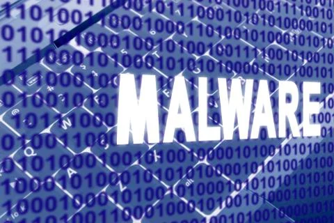 Malware text over binary code Stock Illustration