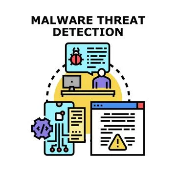 Malware threat detection identifying cyber security risks イラスト素材