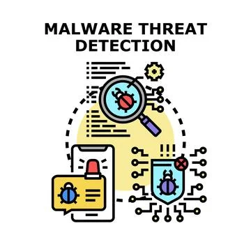 Malware threat detection identifying system vulnerability vector Illustrazione stock