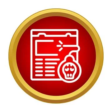 Malware threat infecting computer with skull notification icon Illustrazione stock