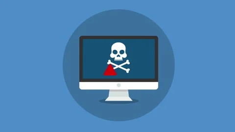 Malware virus ransomware attack warning alert concept motion animation. Stock Footage 231230575