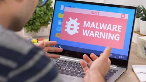 Malware Warning Alert on a Laptop Computer Screen Stock Footage 115359396