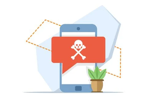 Malware warning concept, warning notice on laptop computer, spam data. イラスト素材