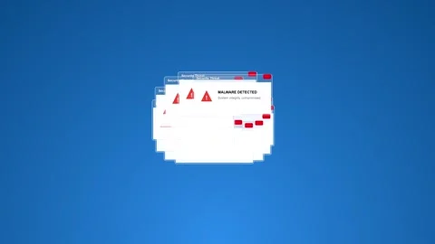 Malware warning pop-up windows multiplying on computer screen Stock Footage 346838470