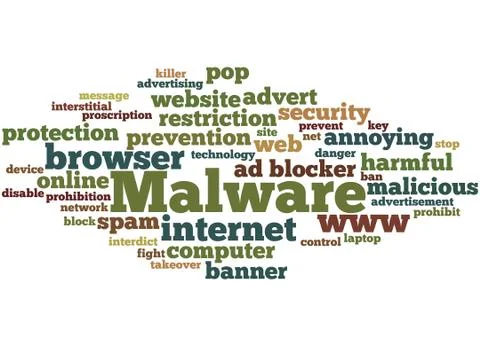 Malware, word cloud concept Stock Illustration