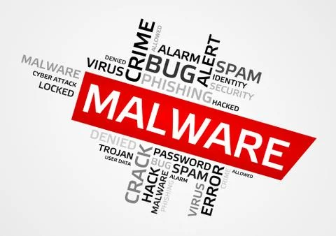 MALWARE word cloud, tag cloud, vector graphics - security concept Illustrazione stock