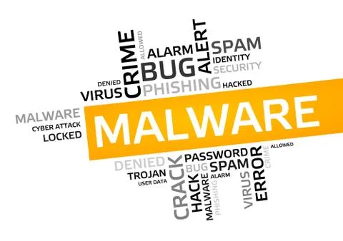 MALWARE word cloud, tag cloud, vector graphic - security concept Stock Illustration