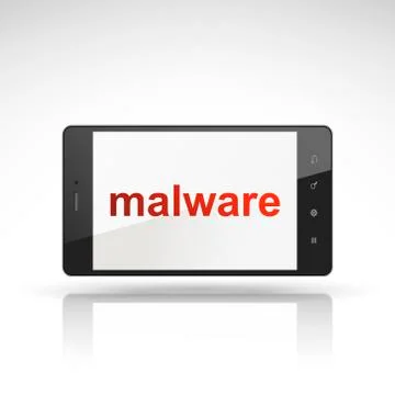 Malware word on mobile phone Stock Illustration