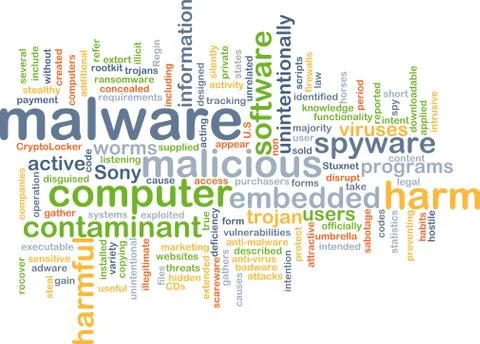 Malware wordcloud concept illustration Stock Illustration
