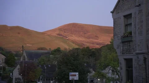 Mam Tor from Castleton, Peak District National Park, Derbyshire, England Stock Footage 288042210