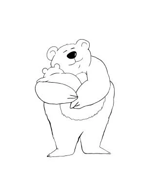 Mama bear with baby Stock Illustration