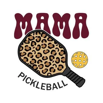 Mama Pickleball Paddle with Leopard Print Vector Illustration Trendy 스톡 일러스트