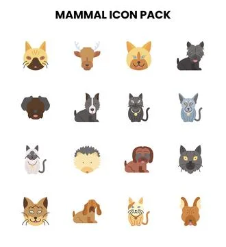 Mammal Flat Bundle Icons Pack Stock Illustration