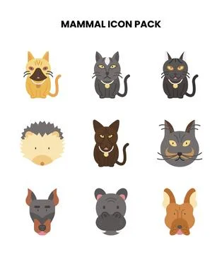 Mammal Flat Graphics Icons Pack Stock Illustration