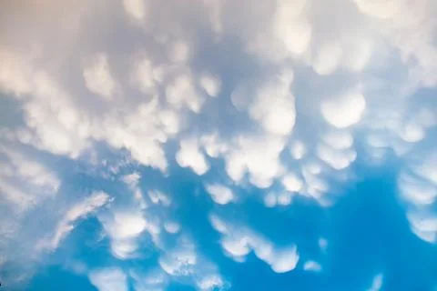 Mammatus Clouds: Breathtaking Cellular Pattern Underneath Cumulonimbus Rain.. Stock Photos