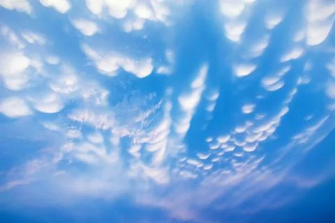 Mammatus Clouds: Breathtaking Cellular Pattern Underneath Cumulonimbus Rain.. Stock Photos