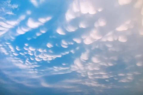 Mammatus Clouds: Breathtaking Cellular Pattern Underneath Cumulonimbus Rain.. Stock Photos