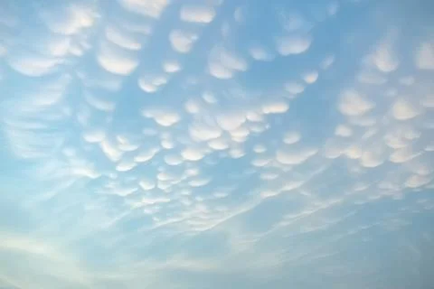 Mammatus Clouds: Breathtaking Cellular Pattern Underneath Cumulonimbus Rain.. Stock Photos