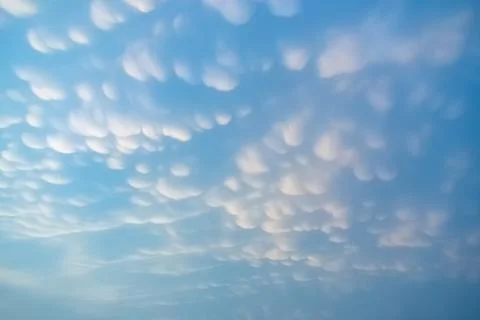 Mammatus Clouds: Breathtaking Cellular Pattern Underneath Cumulonimbus Rain.. Stock Photos