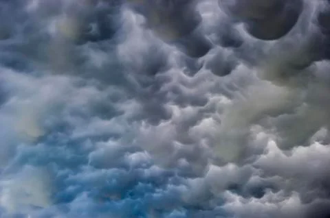 Mammatus clouds dramatic cloud atmosphere thunderclouds cumulonimbus Germany 스톡 사진
