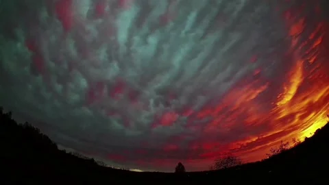 Mammatus clouds in the light of the setting sun Stock Footage 201962586